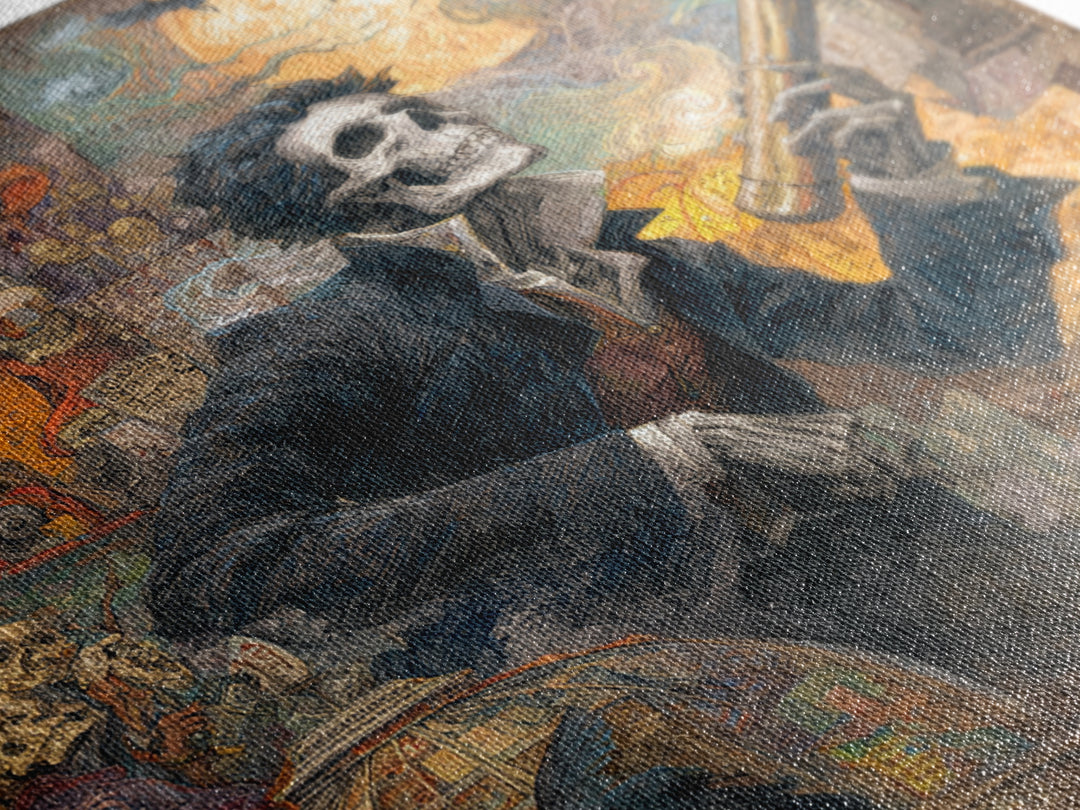 The Skull Astronomer, Grotesque Carnival Art, Square Wall Art, Dark Fantasy Wall Art, Canvas Print, Halloween Wall Art