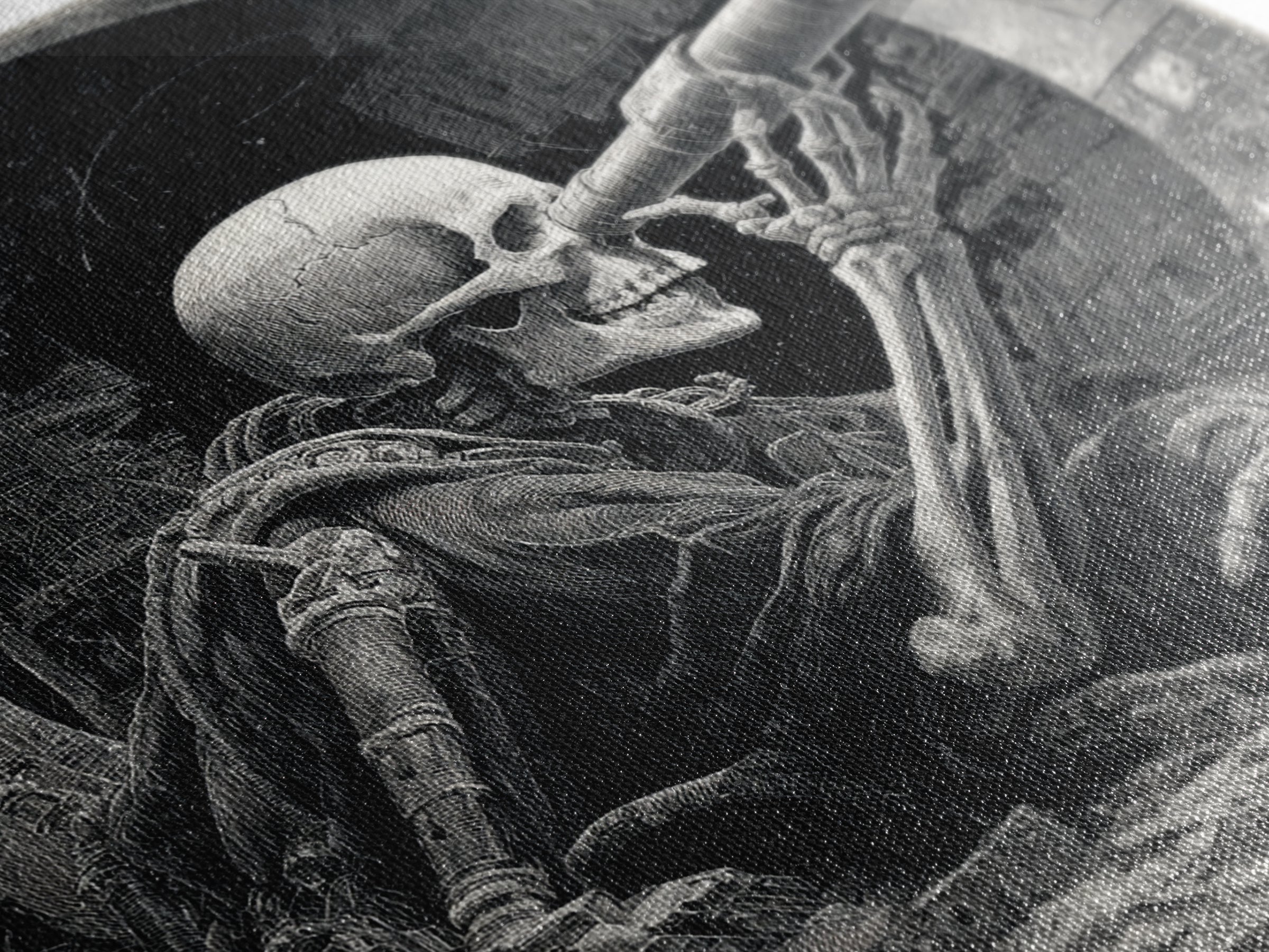 The Skull Astronomer, Biomechanical Horror Art, Square Wall Art, Dark Halloween Decor, Canvas Print, Halloween Wall Art