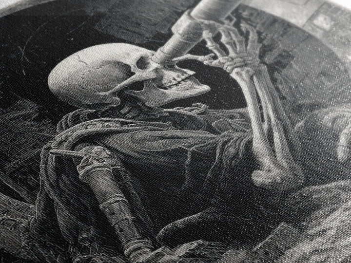 The Skull Astronomer, Biomechanical Horror Art, Square Wall Art, Dark Halloween Decor, Canvas Print, Halloween Wall Art