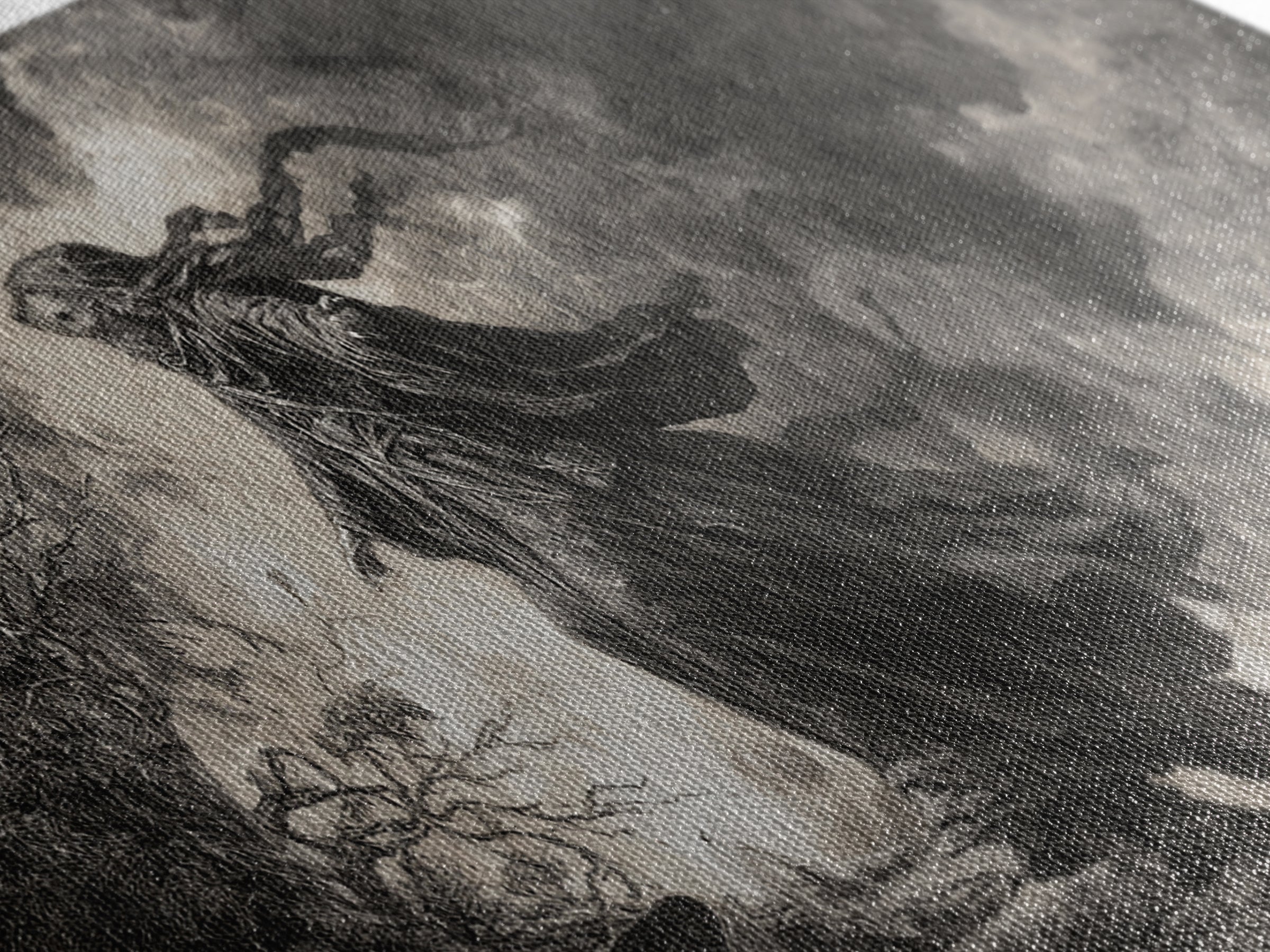 The Ash-Covered Oracle, Baroque Witchcraft Art, Wide Panoramic Art, Gothic Horror Wall Art, Framed Canvas Print, Halloween Wall Art