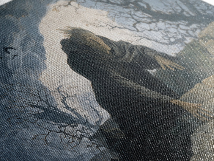 The Ash-Covered Oracle, Romantic Gothic Landscape, Wide Panoramic Art, Macabre Wall Art, Canvas Print, Halloween Wall Art