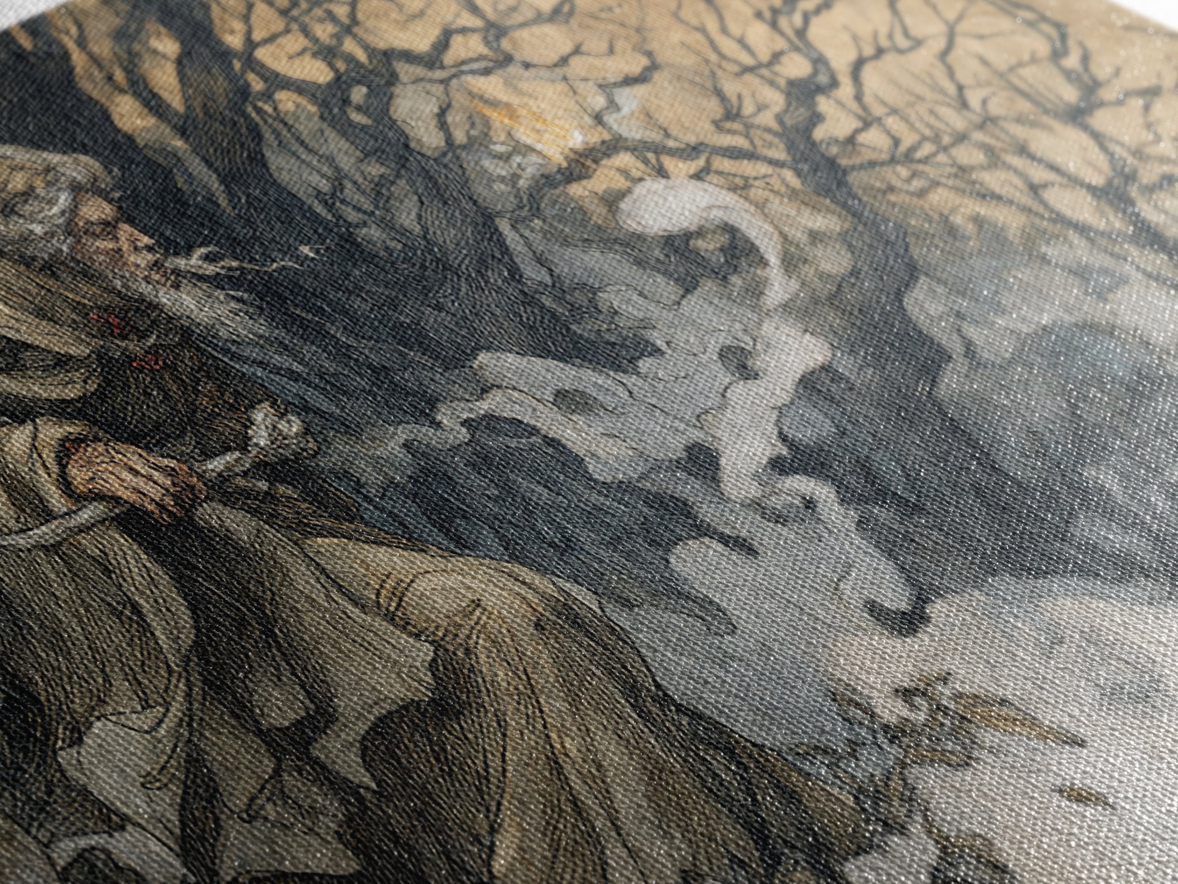 The Ash-Covered Oracle, Gothic Storybook Art, Wide Panoramic Art, Gothic Horror Wall Art, Framed Canvas Print, Halloween Wall Art