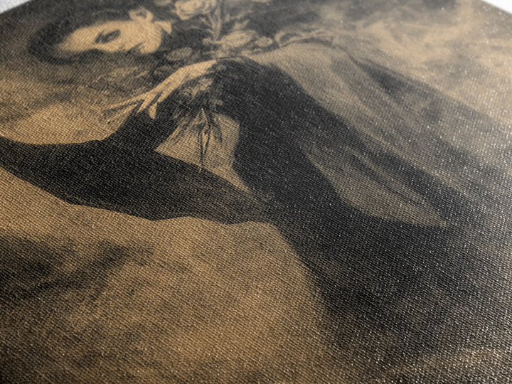 The Vampire Florist, Symbolist Dream Art, Vertical Wall Art, Macabre Wall Art, Framed Canvas Print, Halloween Wall Art