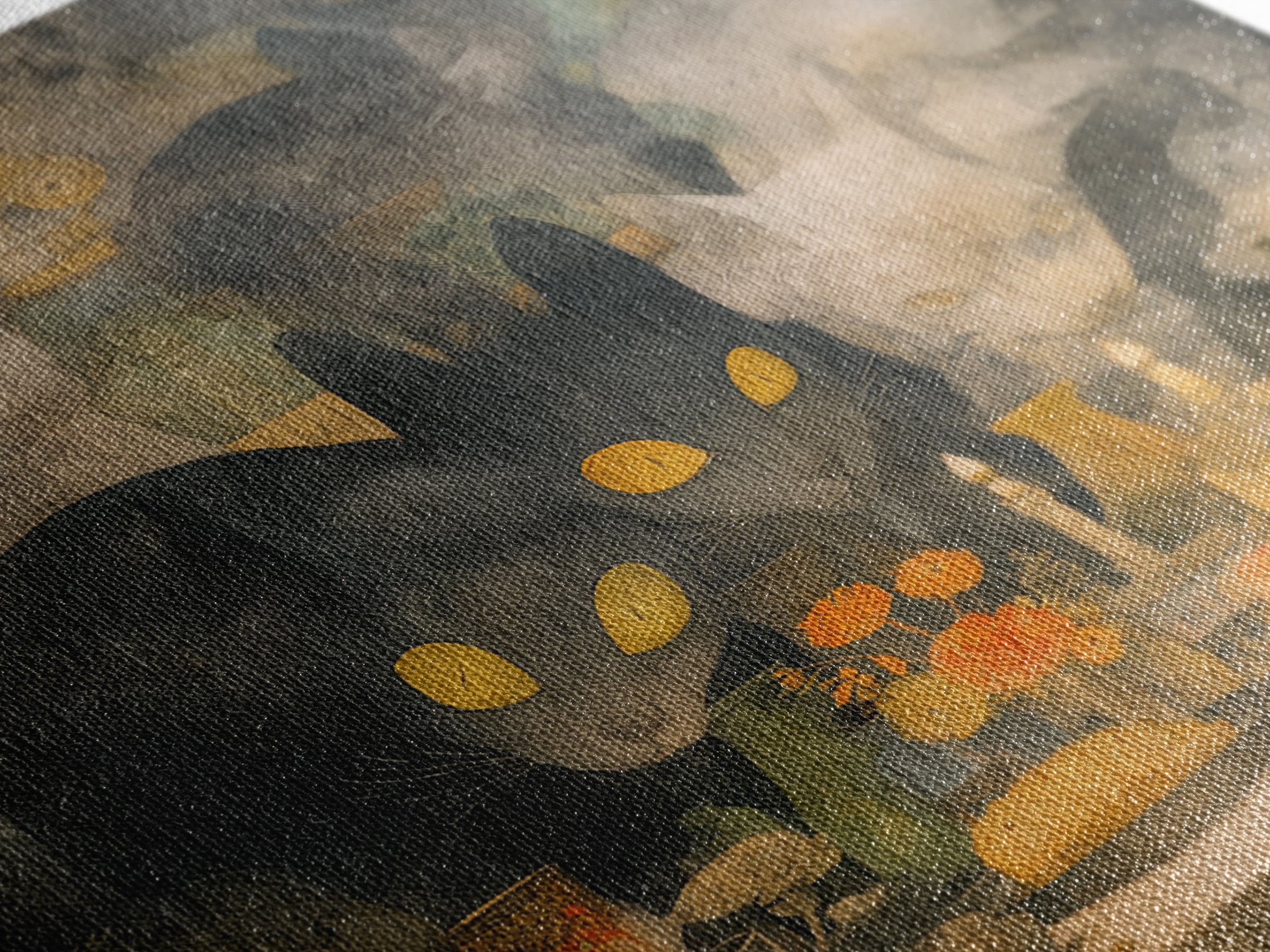 The Witch'S Cat Cafe, Symbolist Dream Art, Square Wall Art, Macabre Wall Art, Framed Canvas Print, Halloween Wall Art, Horror Wall Art