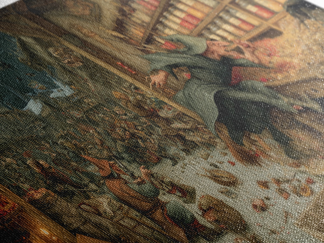 The Goblin Candy Shop, Northern Renaissance Horror, Wide Panoramic Art, Gothic Horror Wall Art, Framed Canvas Print