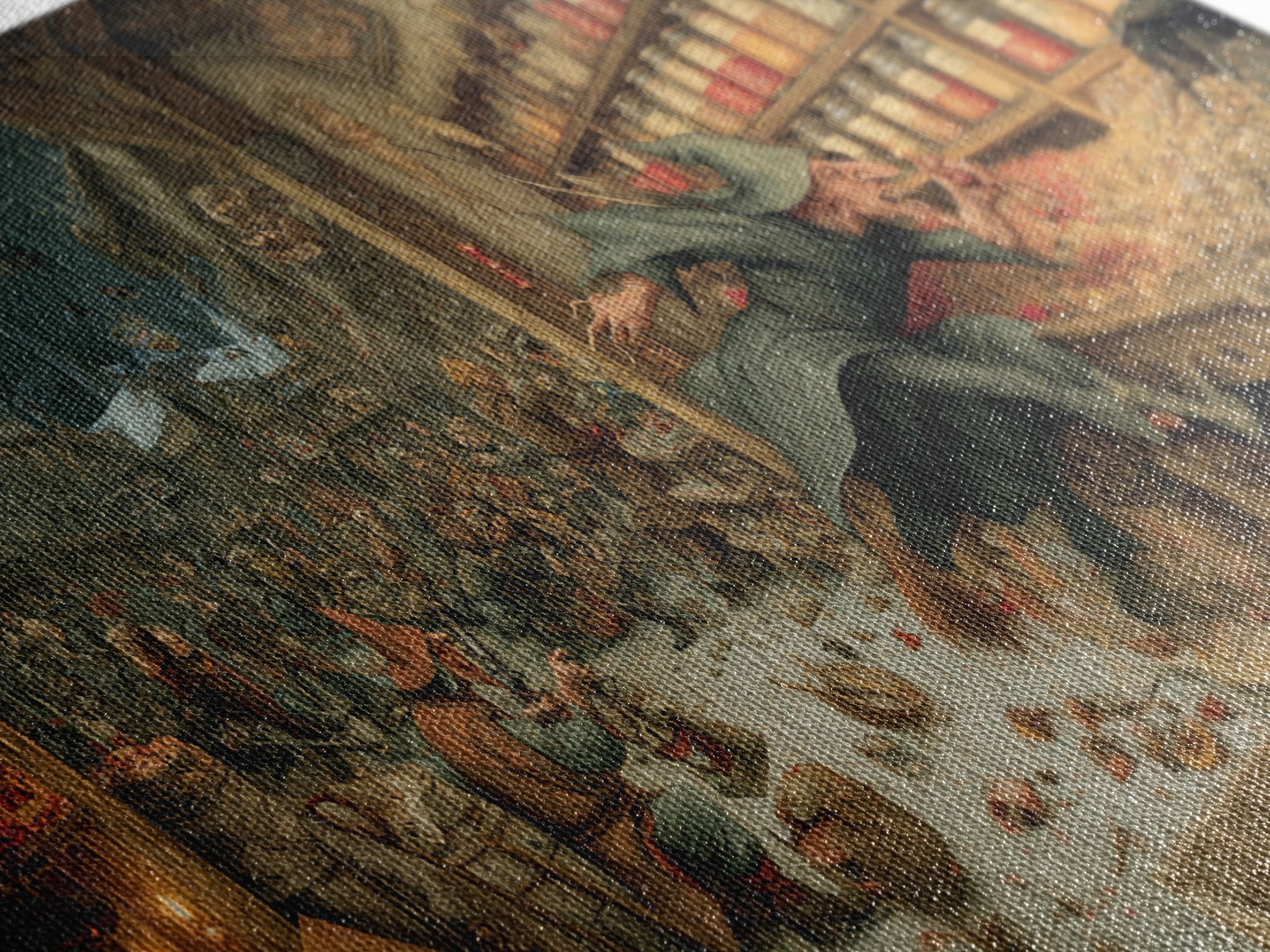 The Goblin Candy Shop, Northern Renaissance Horror, Wide Panoramic Art, Gothic Horror Wall Art, Framed Canvas Print