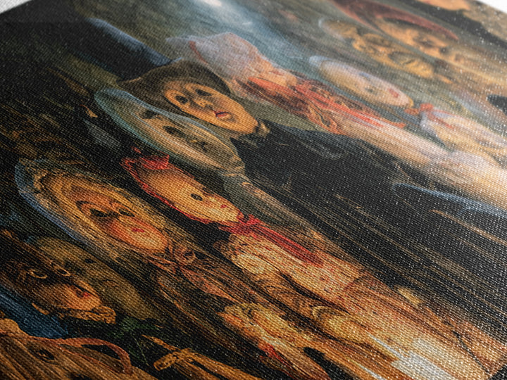 The Haunted Toy Parade, Expressionist Gothic Art, Extra Wide Wall Art, Dark Halloween Decor, Framed Canvas Print, Halloween Wall Art