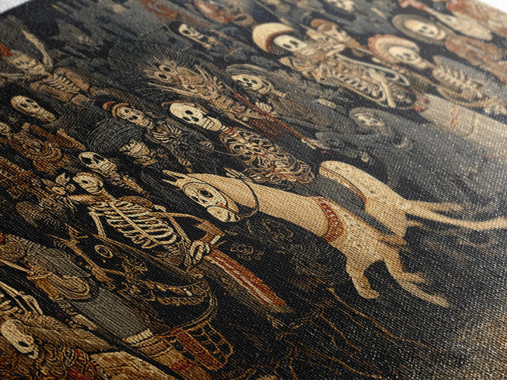 The Haunted Toy Parade, Macabre Folk Print Art, Wide Panoramic Art, Dark Halloween Decor, Canvas Print, Halloween Wall Art