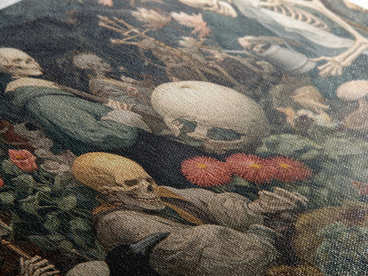 The Skeleton Gardeners, Medieval Grotesque Art, Landscape Wall Art, Dark Fantasy Wall Art, Canvas Print, Halloween Wall Art