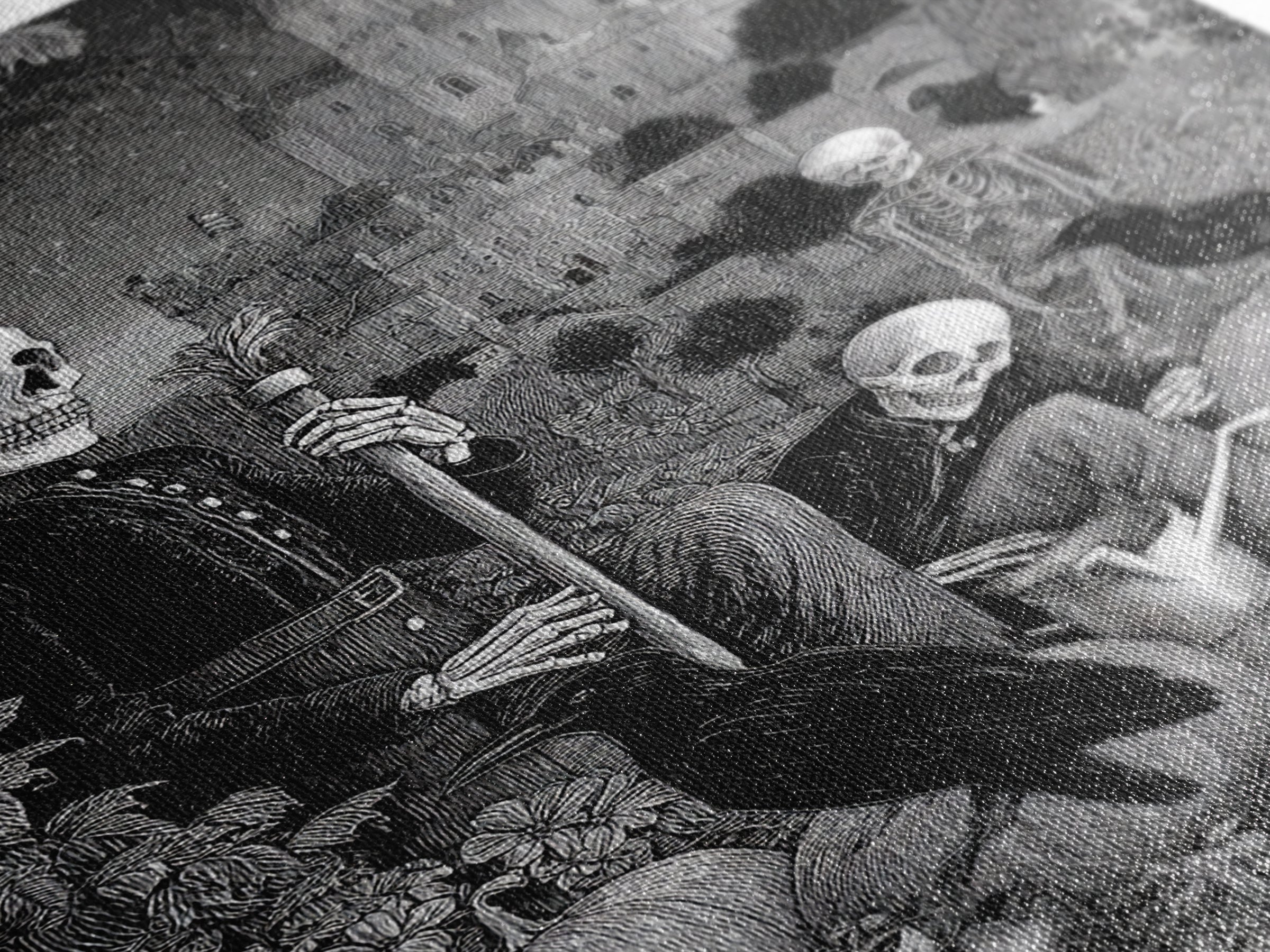 The Skeleton Gardeners, Victorian Macabre Art, Vertical Wall Art, Dark Fantasy Wall Art, Canvas Print, Halloween Wall Art