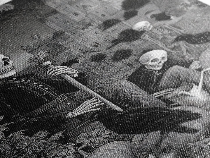 The Skeleton Gardeners, Victorian Macabre Art, Vertical Wall Art, Dark Fantasy Wall Art, Canvas Print, Halloween Wall Art