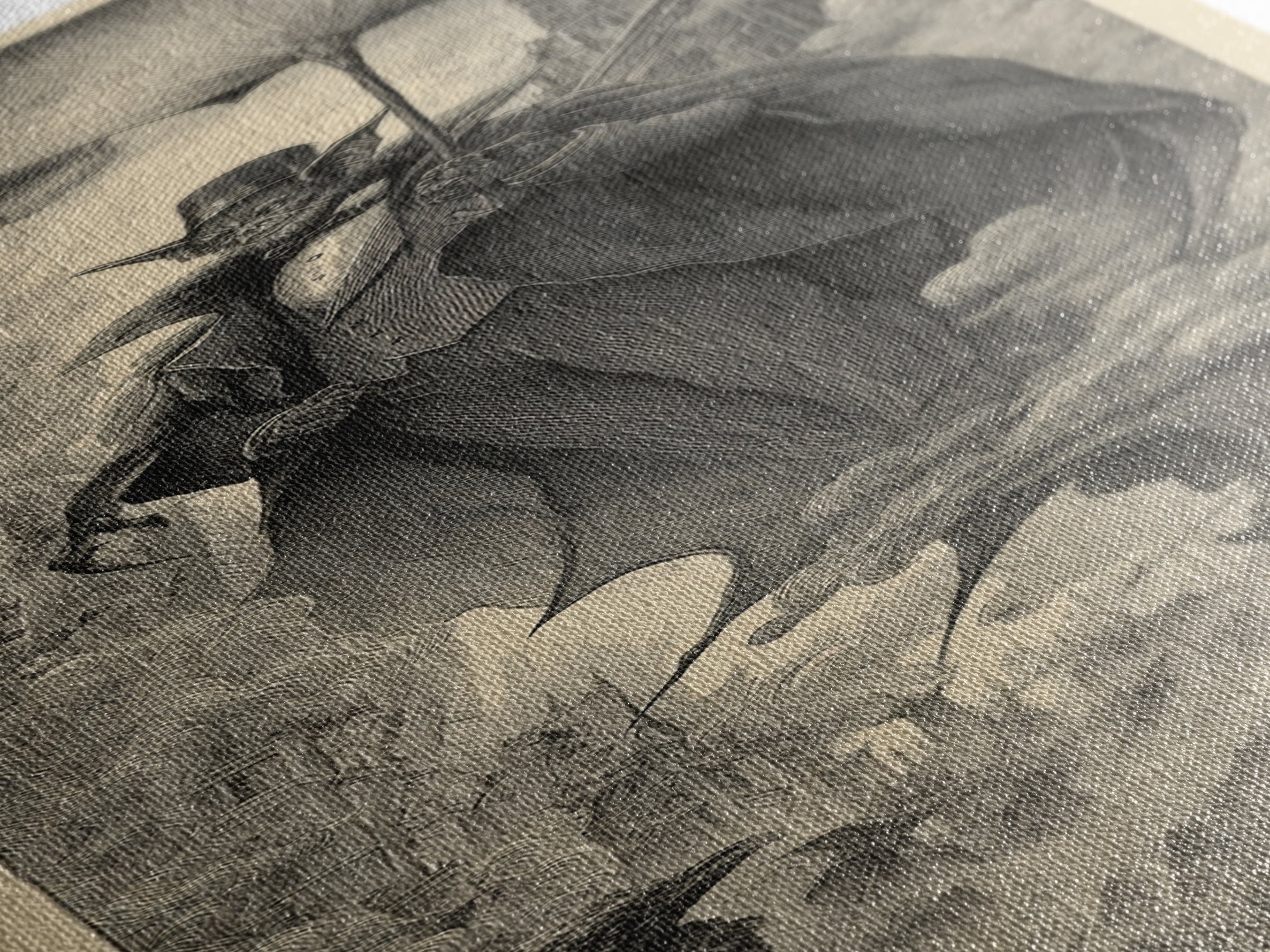 The Bat Umbrella Salesman, Gothic Engraving Art, Tall Narrow Wall Art, Macabre Wall Art, Canvas Print, Halloween Wall Art