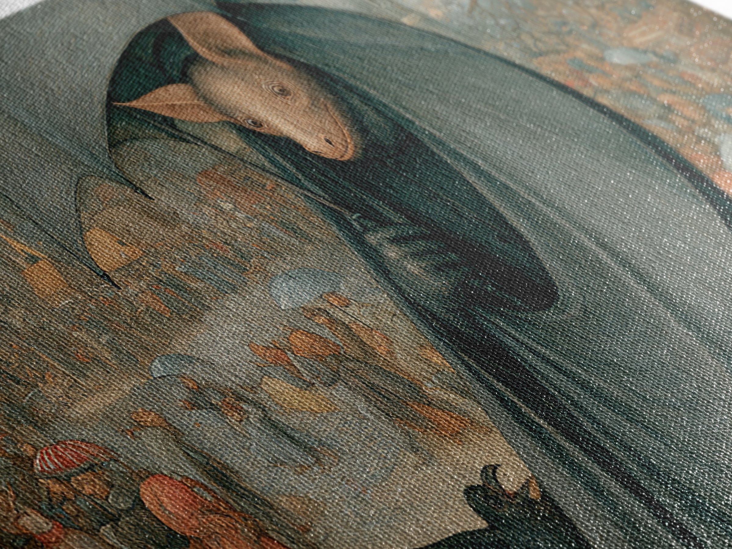 The Bat Umbrella Salesman, Northern Renaissance Horror, Wide Panoramic Art, Gothic Horror Wall Art, Framed Canvas Print