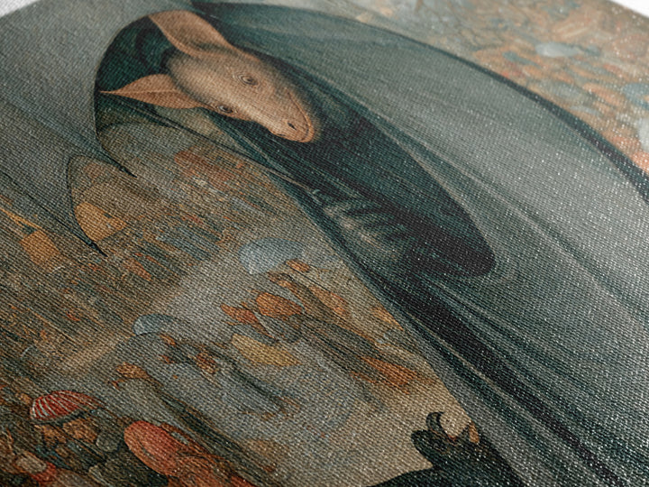 The Bat Umbrella Salesman, Northern Renaissance Horror, Wide Panoramic Art, Gothic Horror Wall Art, Framed Canvas Print