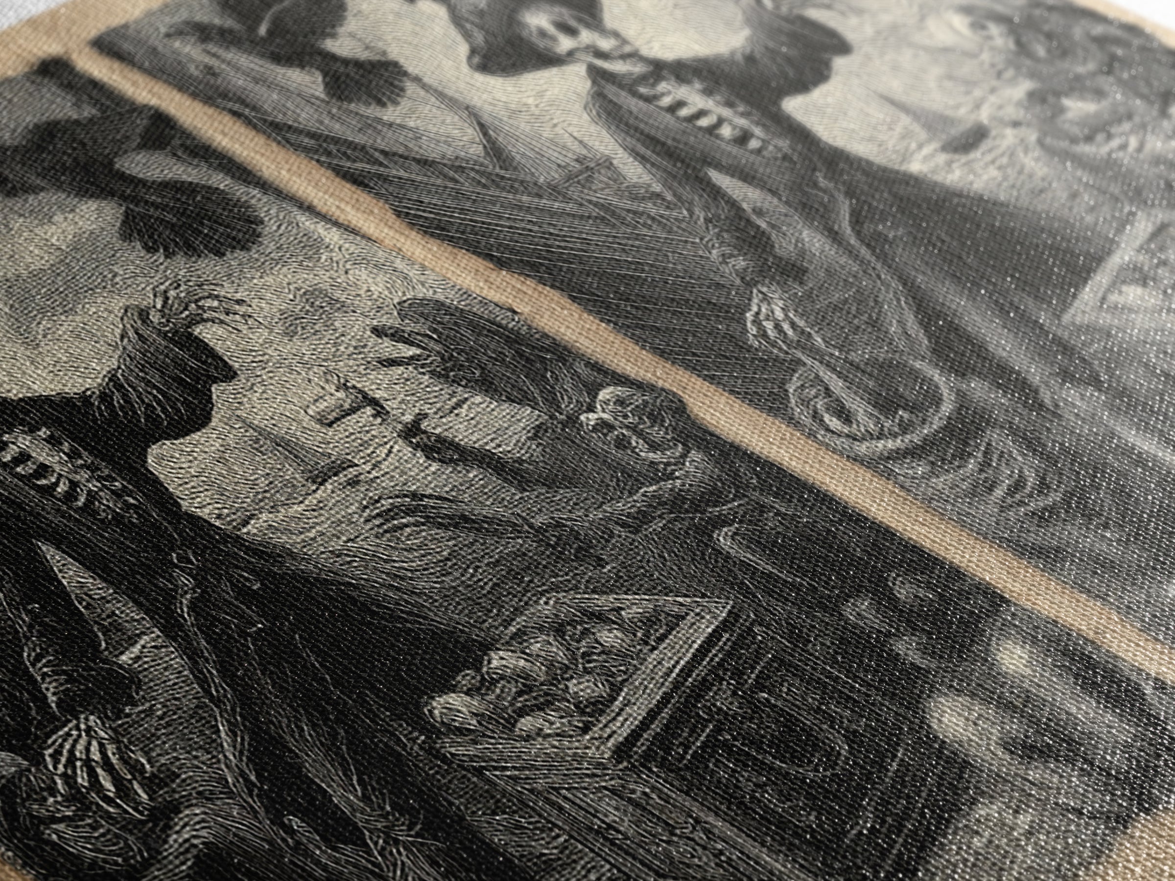 The Ghost Pirate Picnic, Macabre Folk Print Art, Wide Panoramic Art, Dark Fantasy Wall Art, Framed Canvas Print, Halloween Decor
