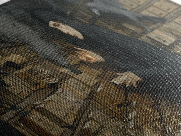The Raven Post Office, Dark Symbolist Art, Extra Wide Wall Art, Dark Fantasy Wall Art, Canvas Print, Halloween Wall Art