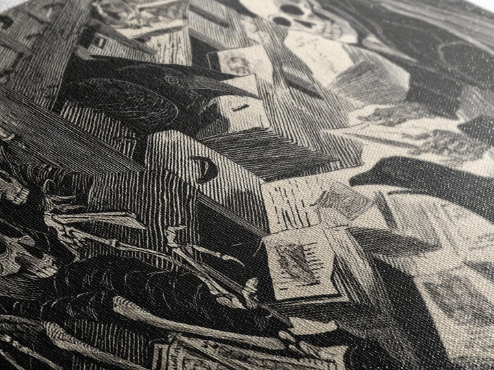 The Raven Post Office, Macabre Folk Print Art, Wide Panoramic Art, Gothic Horror Wall Art, Canvas Print, Halloween Wall Art