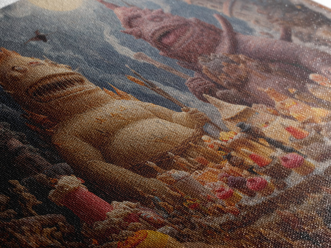 The Candy Corn Kingdom, Medieval Grotesque Art, Landscape Wall Art, Macabre Wall Art, Canvas Print, Halloween Wall Art