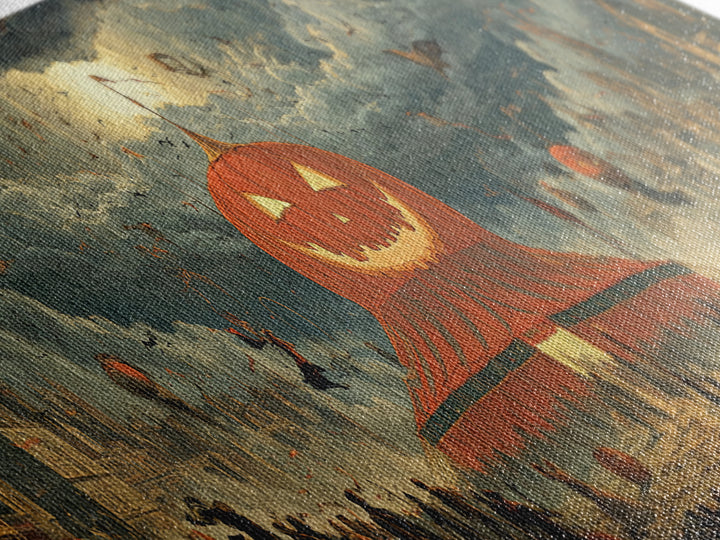 The Jack-O'-Lantern Circus, Apocalyptic Romantic Art, Extra Wide Wall Art, Macabre Wall Art, Canvas Print, Halloween Wall Art
