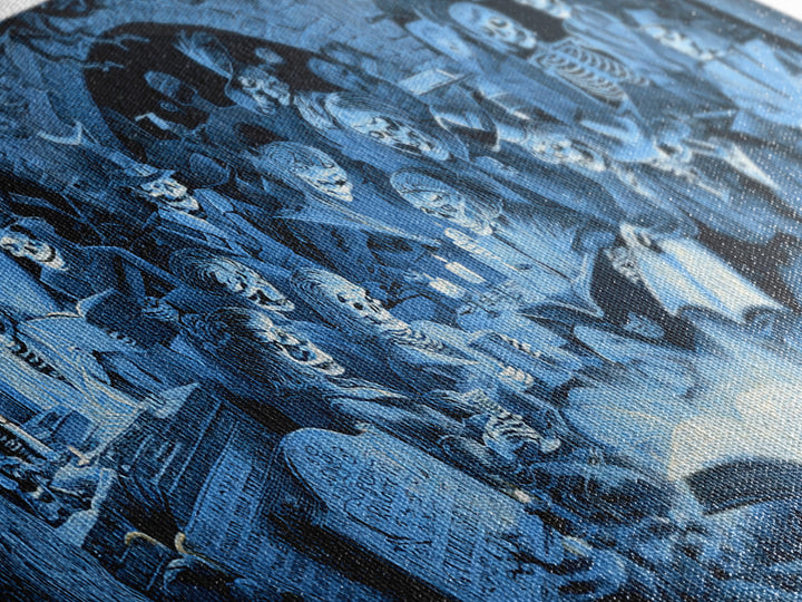 The Graveyard Book Club, Macabre Folk Print Art, Wide Panoramic Art, Macabre Wall Art, Canvas Print, Halloween Wall Art
