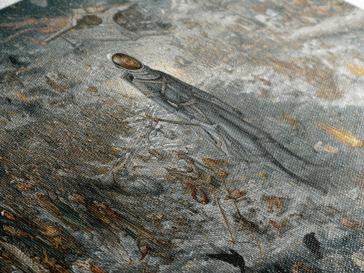 The Astronaut Ghost, Northern Renaissance Horror, Wide Panoramic Art, Dark Fantasy Wall Art, Canvas Print, Halloween Wall Art