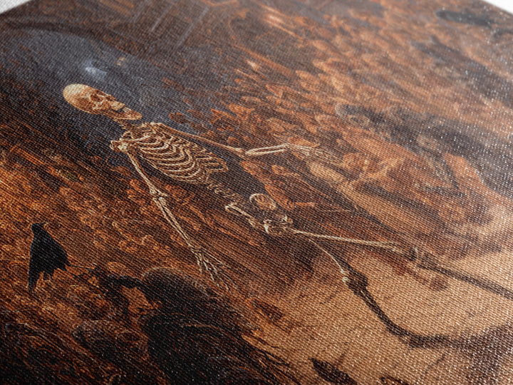The Biomechanical Skeleton, Northern Renaissance Horror, Wide Panoramic Art, Macabre Wall Art, Canvas Print, Halloween Wall Art