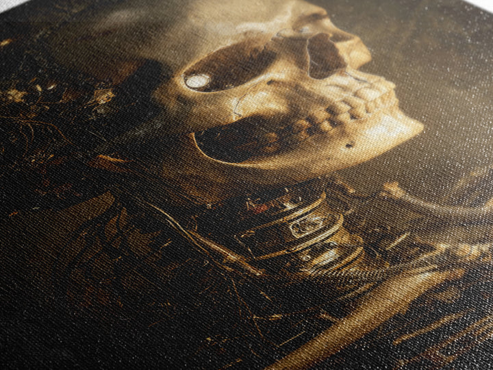 The Biomechanical Skeleton, Dark Romantic Horror Art, Vertical Wall Art, Dark Halloween Decor, Canvas Print, Halloween Wall Art