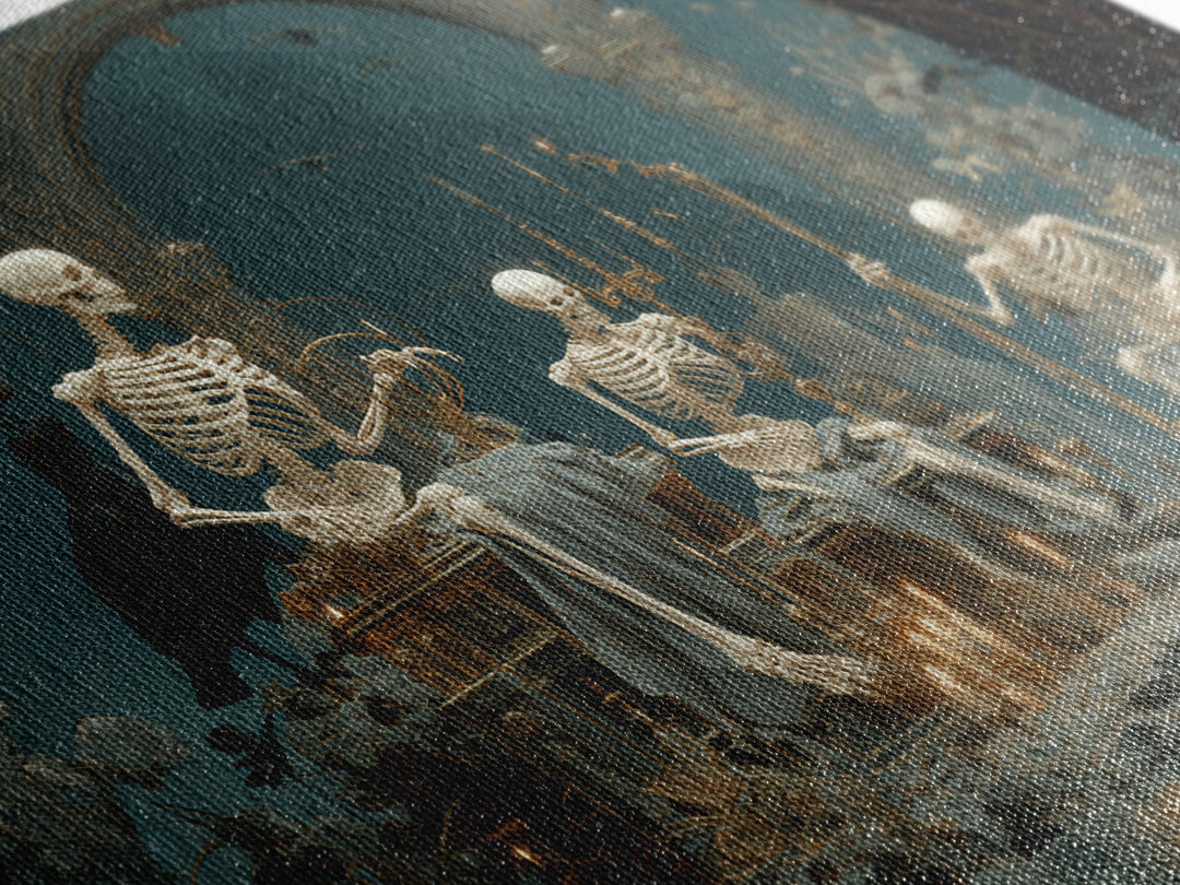 The Biomechanical Skeleton, Symbolist Gothic Landscape, Landscape Wall Art, Dark Fantasy Wall Art, Canvas Print, Halloween Wall Art