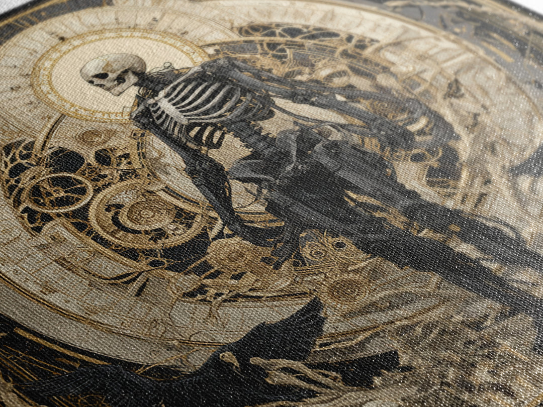 The Biomechanical Skeleton, Dark Symbolist Art, Square Wall Art, Dark Fantasy Wall Art, Canvas Print, Halloween Wall Art