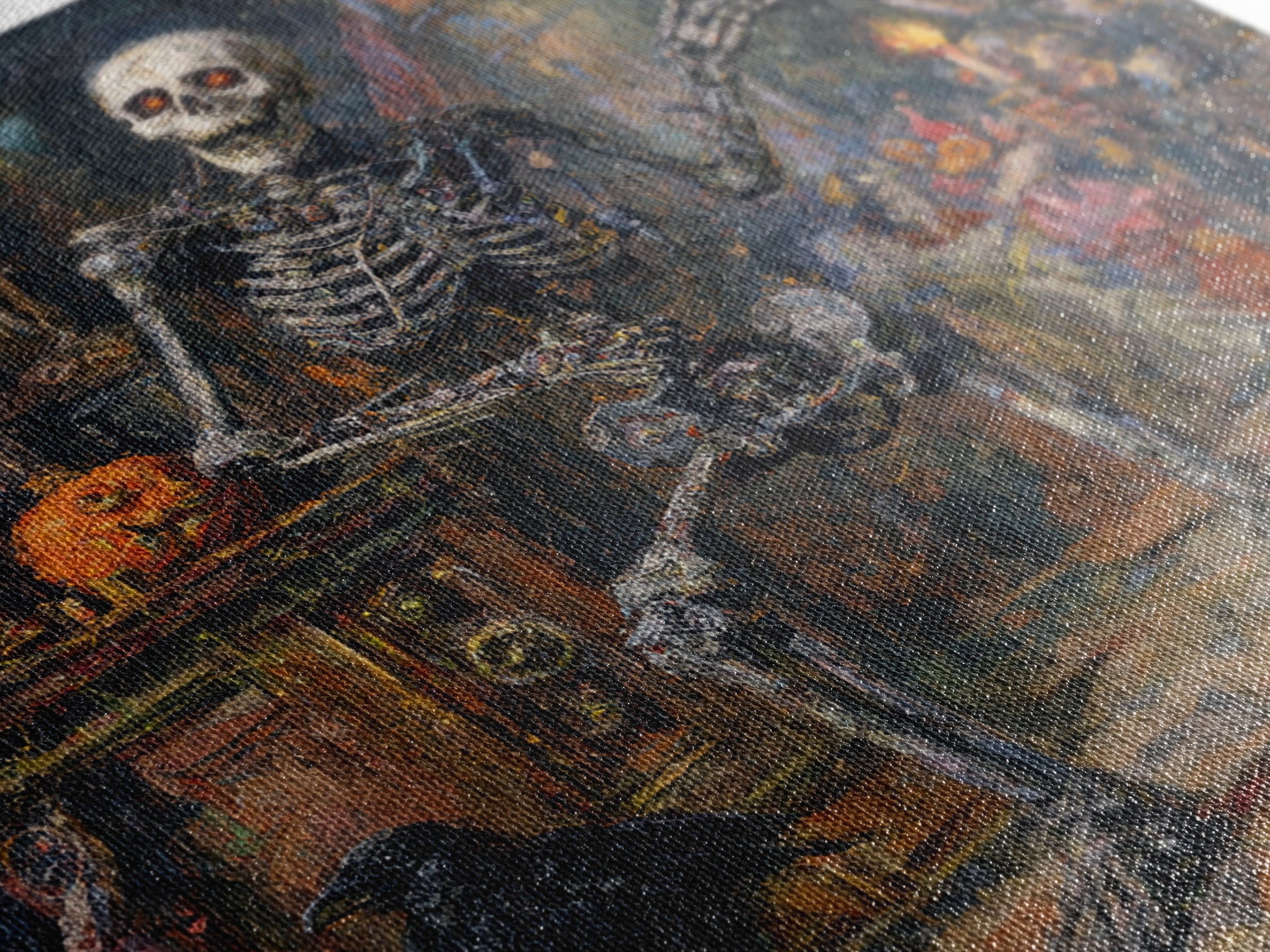 The Biomechanical Skeleton, Grotesque Carnival Art, Square Wall Art, Dark Halloween Decor, Canvas Print, Halloween Wall Art