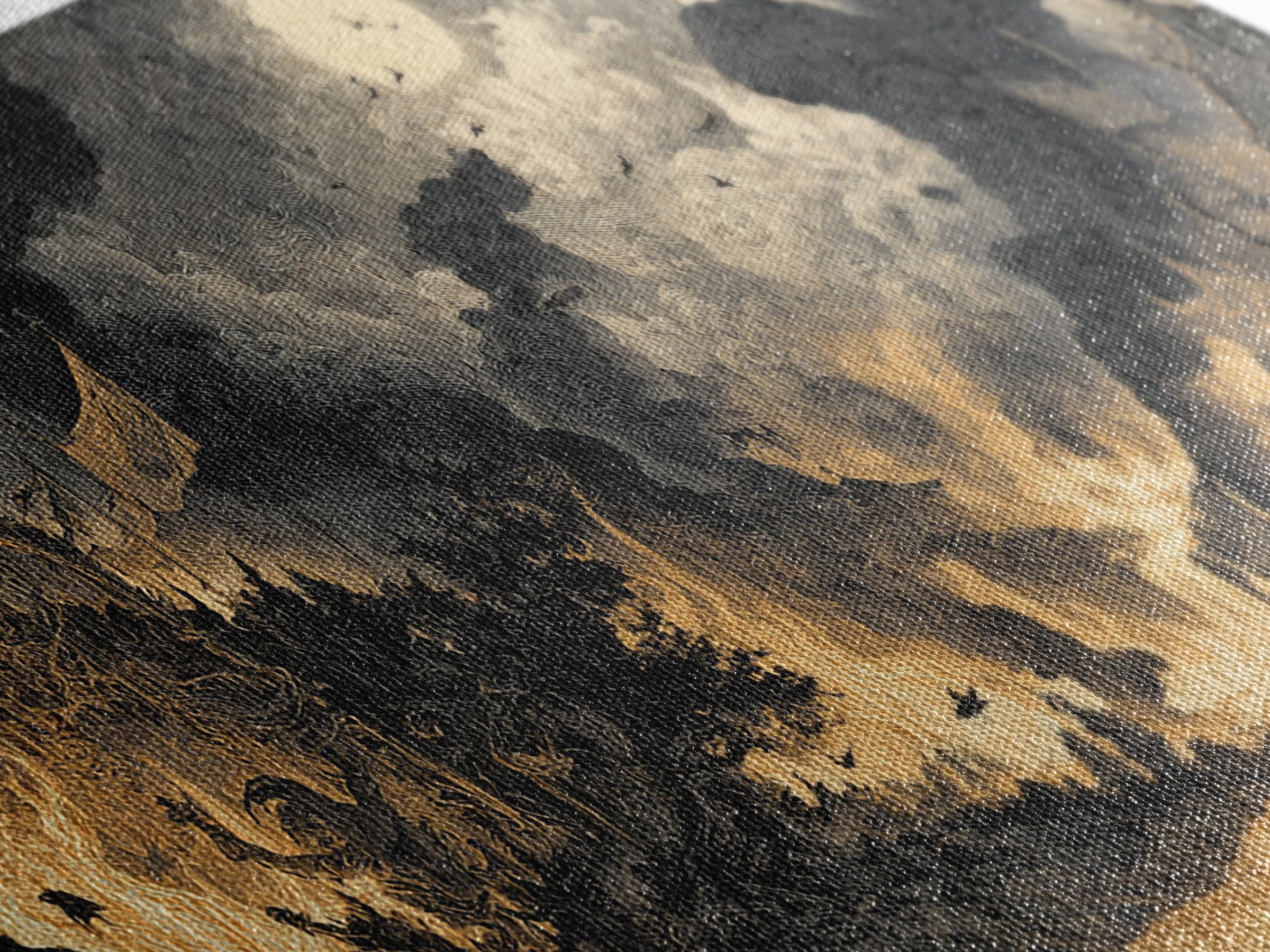 The Volcanic Demon Festival, Expressionist Nightmare Art, Wide Panoramic Art, Dark Halloween Decor, Canvas Print, Halloween Wall Art