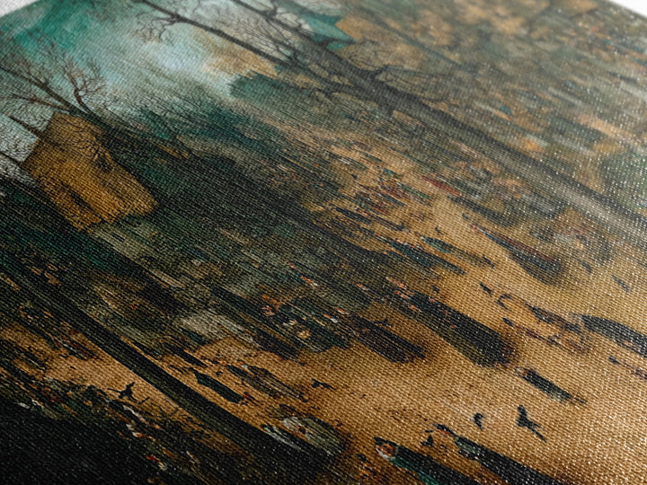 The Upside-Down Cemetery, Northern Renaissance Horror, Wide Panoramic Art, Macabre Wall Art, Canvas Print, Halloween Wall Art
