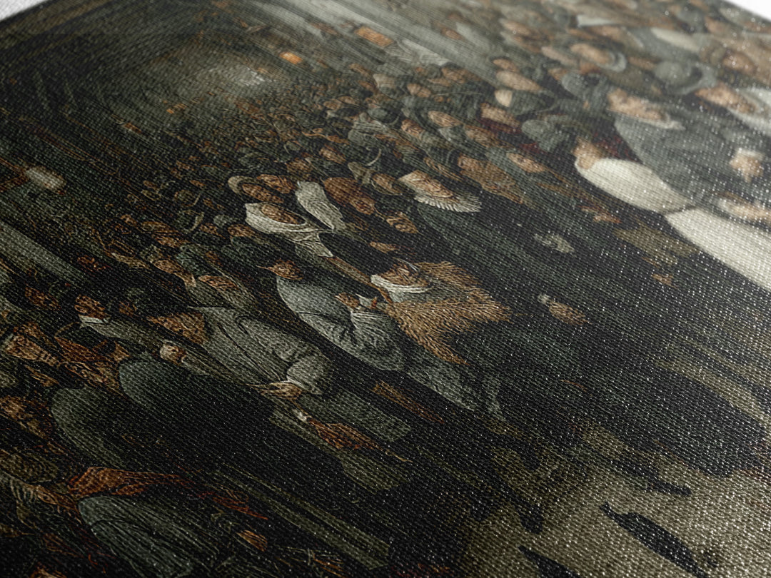 The Infinite Hallway, Northern Renaissance Horror, Wide Panoramic Art, Gothic Horror Wall Art, Canvas Print, Halloween Wall Art