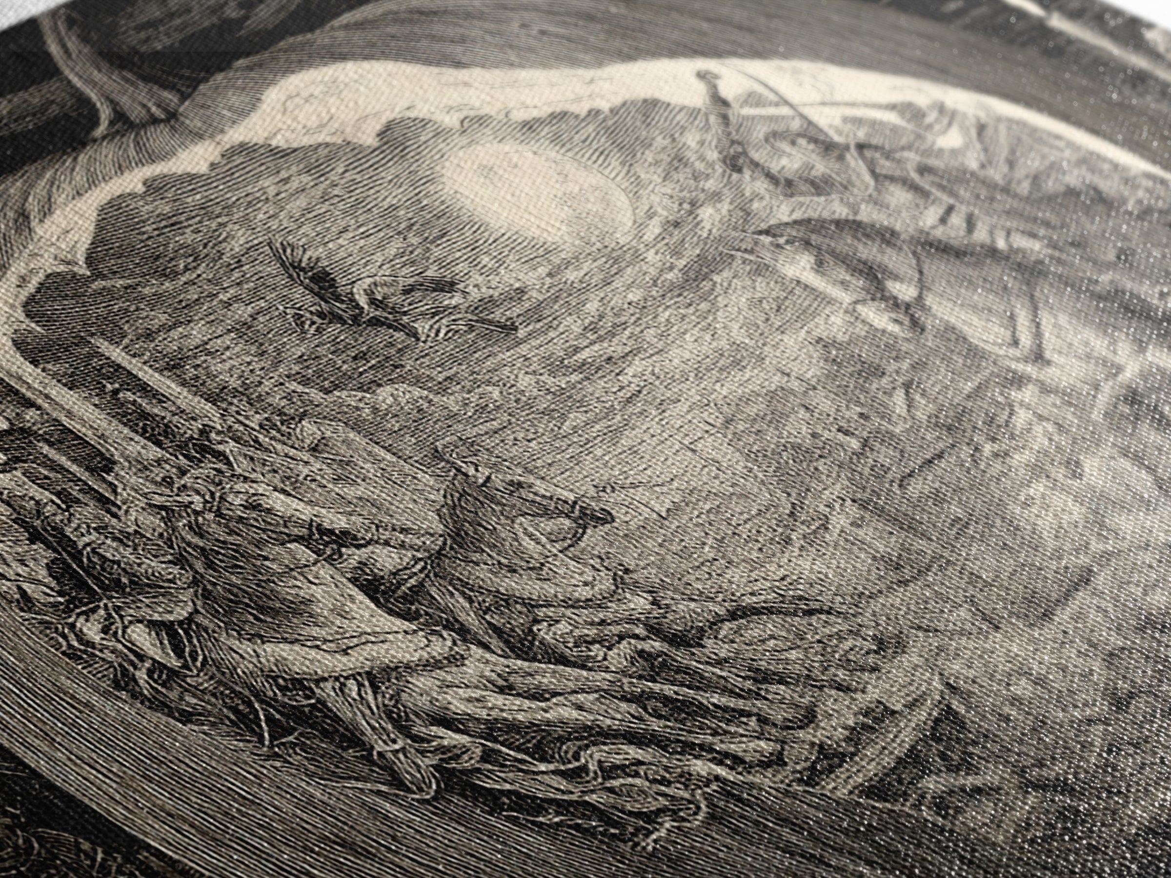 The Moon Inside A Pumpkin, Renaissance Engraving Art, Landscape Wall Art, Macabre Wall Art, Canvas Print, Halloween Wall Art