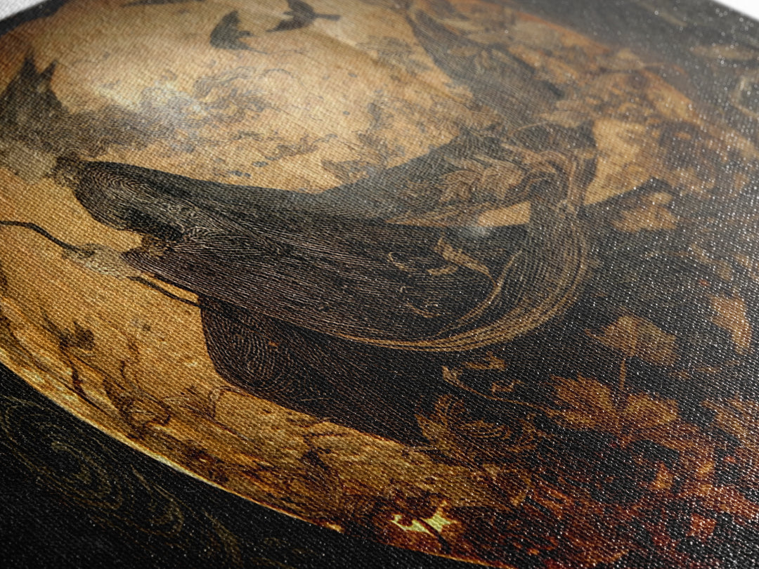 The Moon Inside A Pumpkin, Ornate Symbolist Art, Landscape Wall Art, Dark Halloween Decor, Framed Canvas Print, Halloween Wall Art