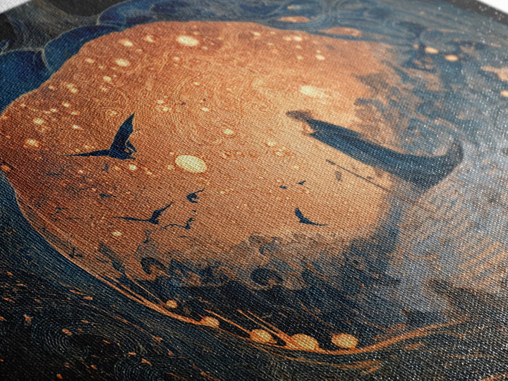 The Moon Inside A Pumpkin, Symbolist Death Art, Landscape Wall Art, Dark Fantasy Wall Art, Canvas Print, Halloween Wall Art