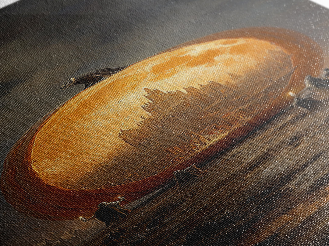 The Moon Inside A Pumpkin, Surreal Apocalyptic Art, Tall Narrow Wall Art, Dark Fantasy Wall Art, Framed Canvas Print