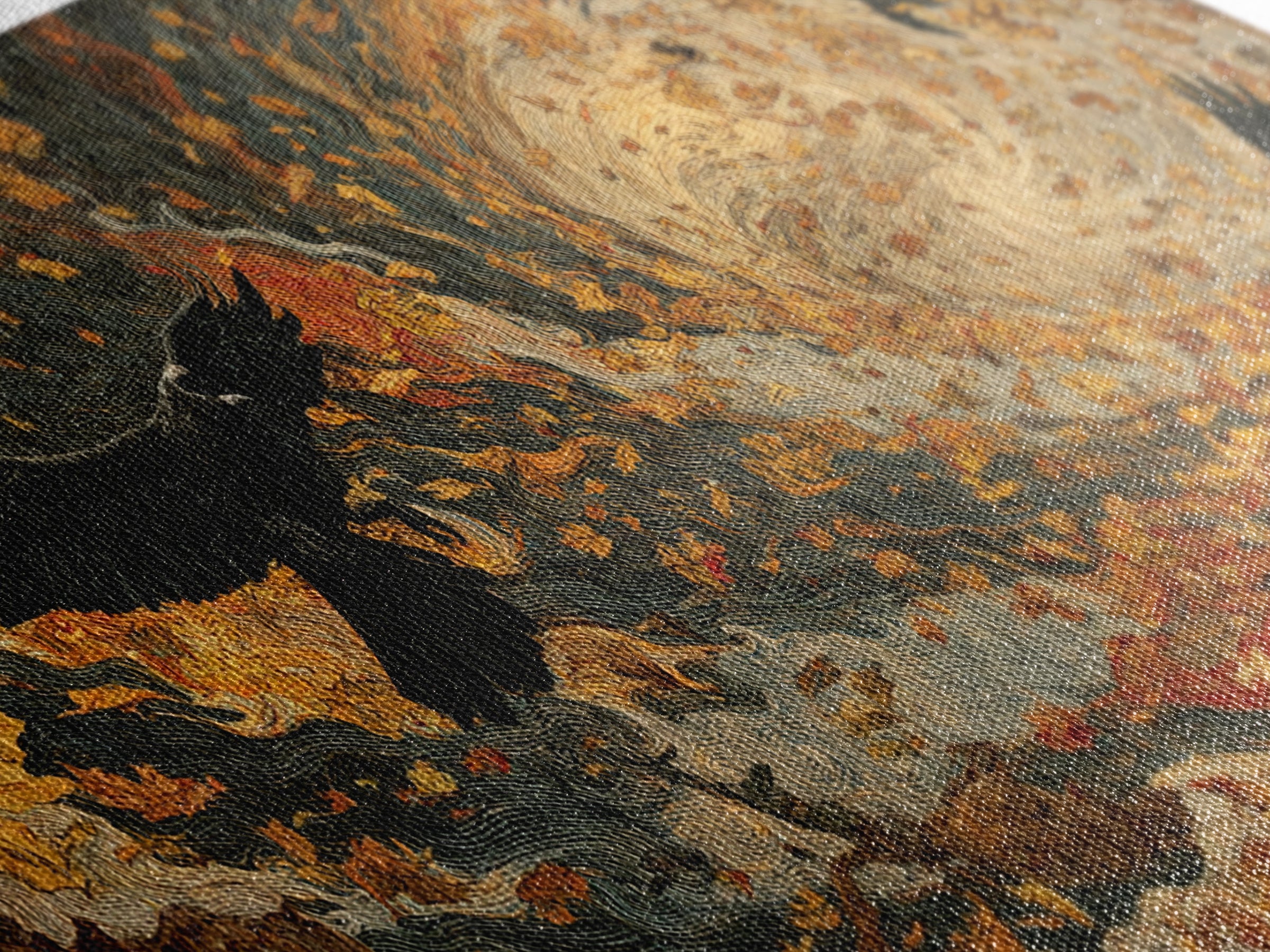 The Autumn-Leaf Ghost, Visionary Gothic Art, Wide Panoramic Art, Dark Fantasy Wall Art, Canvas Print, Halloween Wall Art