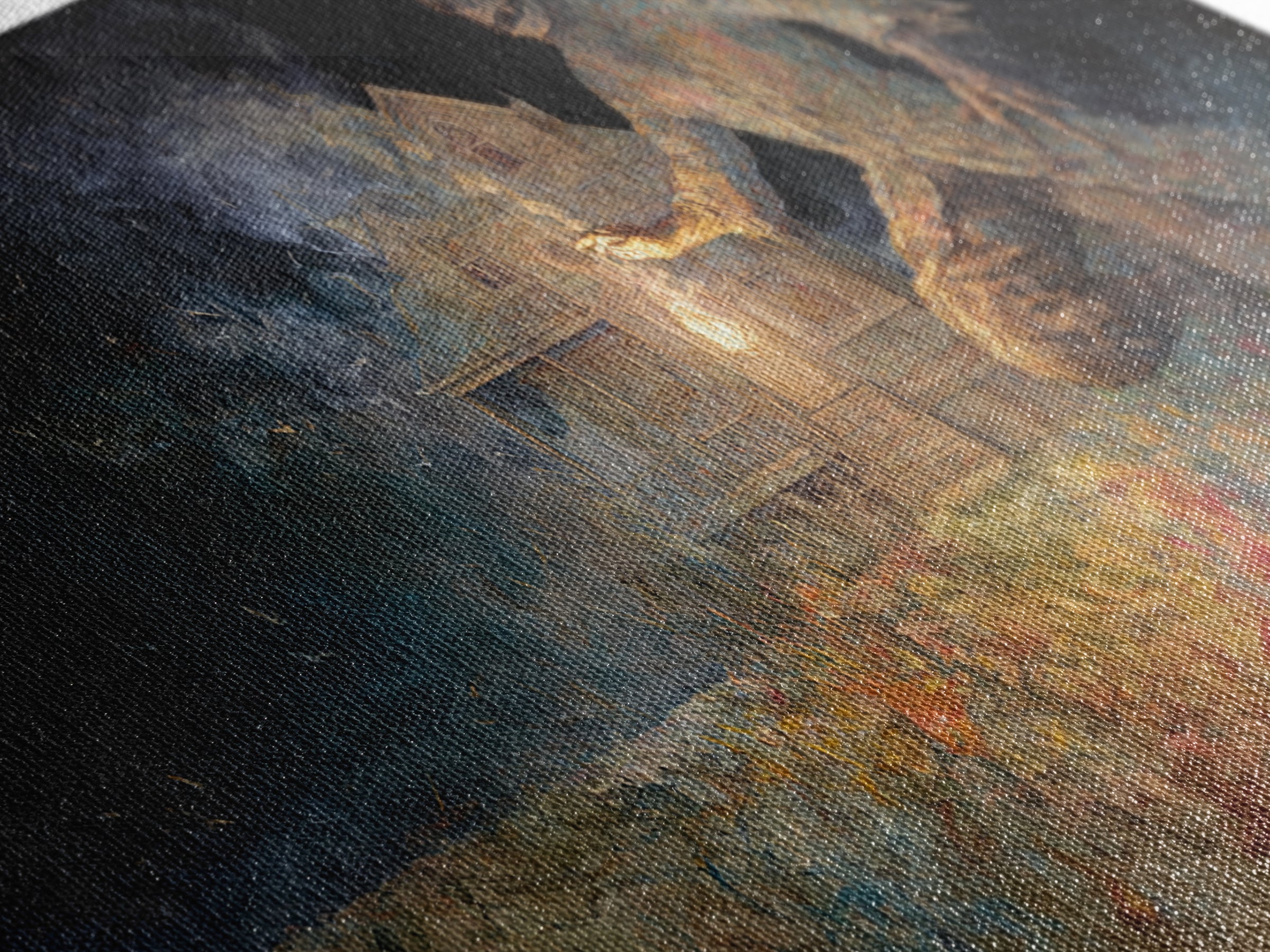 The Last House At The World'S Edge, Grotesque Carnival Art, Wide Panoramic Art, Macabre Wall Art, Canvas Print, Halloween Wall Art