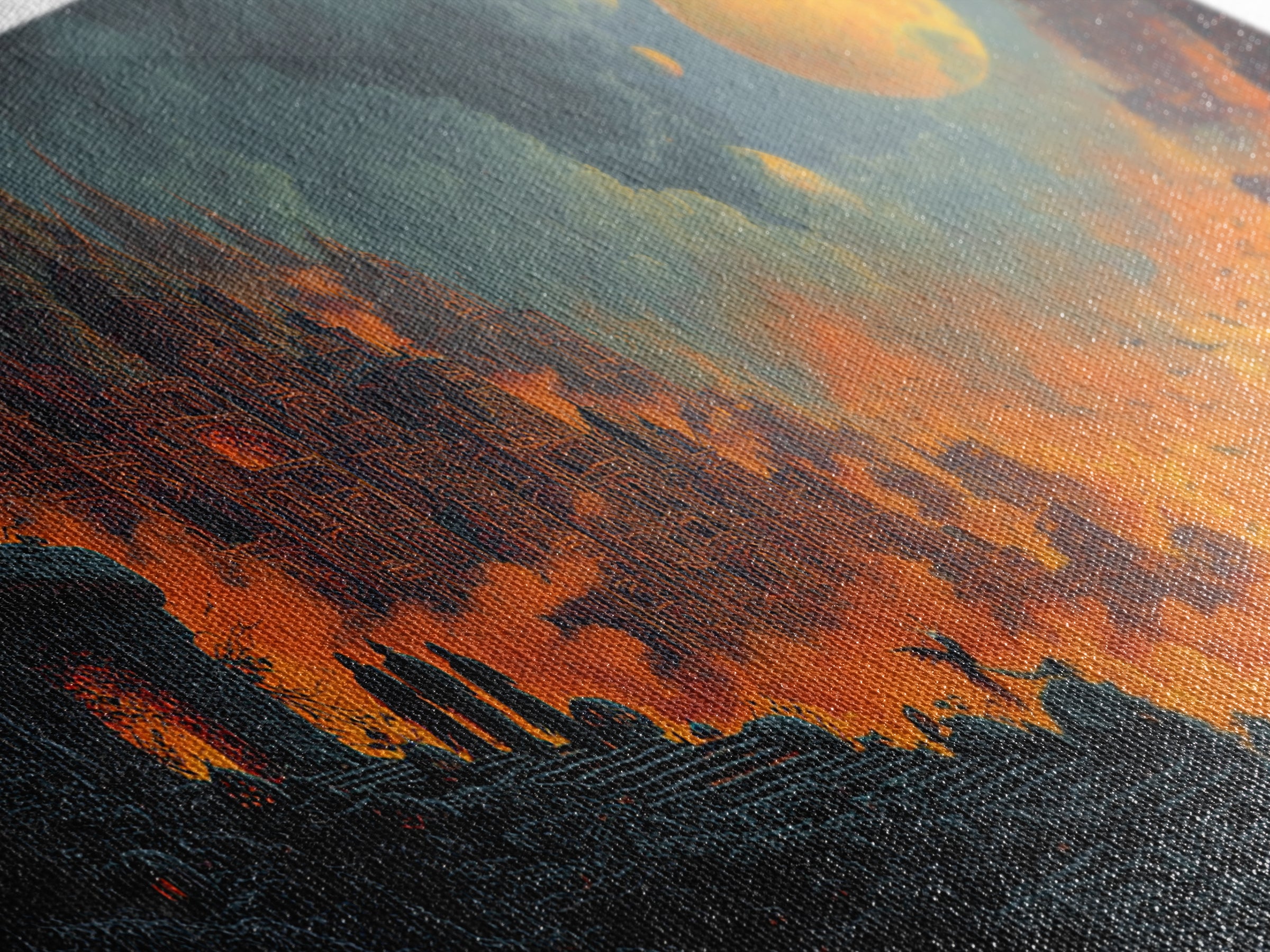 Halloween On Another Planet, Apocalyptic Romantic Art, Wide Panoramic Art, Gothic Horror Wall Art, Canvas Print, Halloween Wall Art