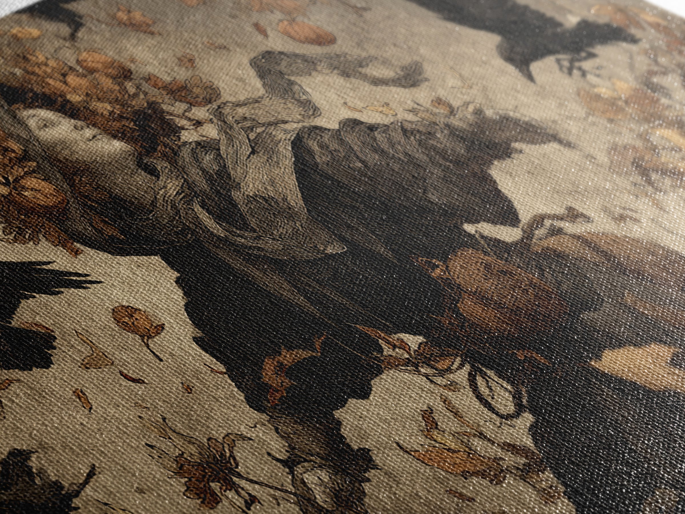 The Personification Of October, Northern Renaissance Horror, Wide Panoramic Art, Macabre Wall Art, Framed Canvas Print