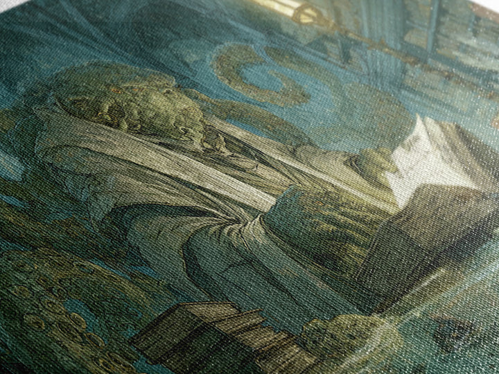 The Librarian Of Forbidden Tides, Expressionist Nightmare Art, Wide Panoramic Art, Macabre Wall Art, Canvas Print, Halloween Wall Art