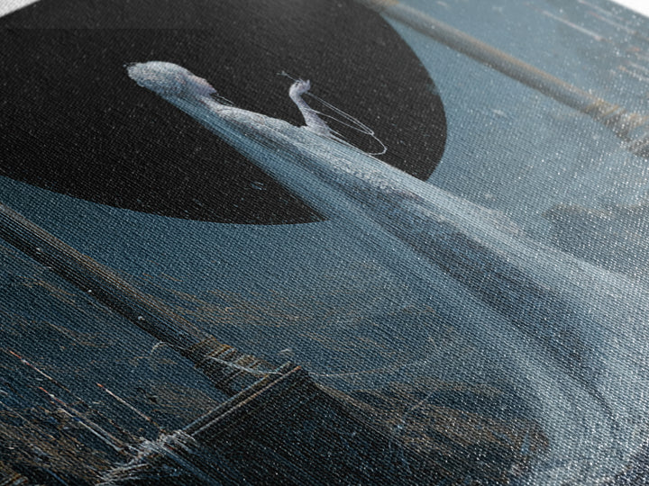 The Bride Of The Abyssal Moon, Apocalyptic Romantic Art, Wide Panoramic Art, Cosmic Horror Art, Canvas Print, Halloween Wall Art