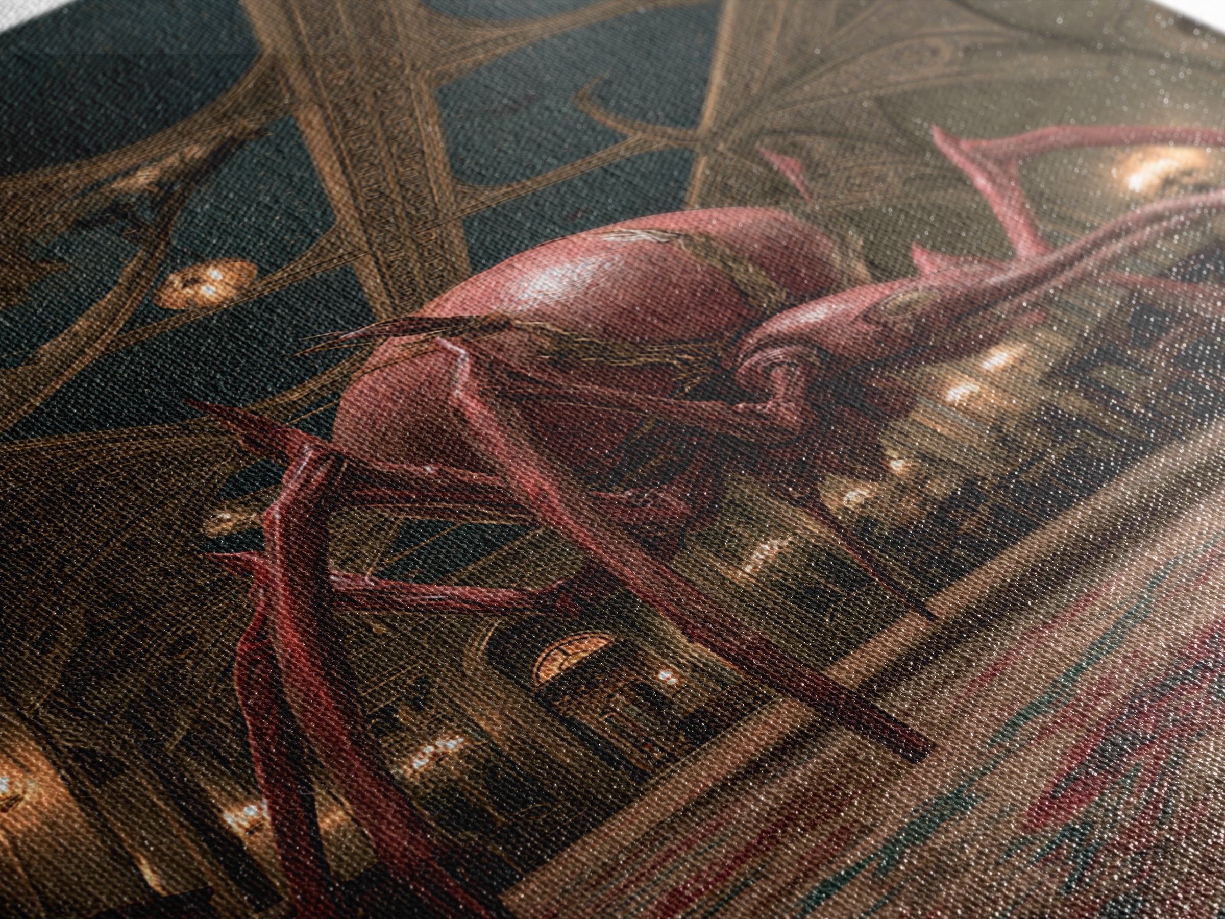 The Crawler Beneath The Floor Of Stars, Ornate Symbolist Art, Vertical Wall Art, Dark Fantasy Wall Art, Canvas Print