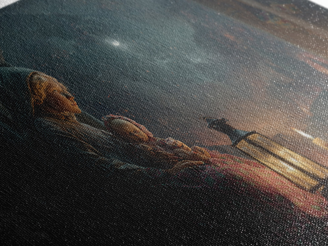 The Child Who Caught A Moon-Spawn, Apocalyptic Romantic Art, Wide Panoramic Art, Macabre Wall Art, Canvas Print, Halloween Wall Art