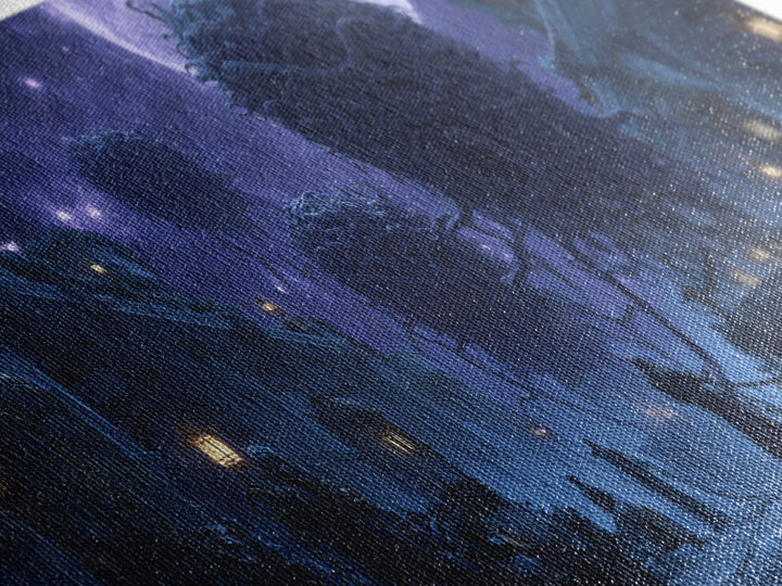 The Moonlit Shoggoth Menagerie, Apocalyptic Romantic Art, Wide Panoramic Art, Lovecraftian Horror Art, Framed Canvas Print, Horror Wall Art
