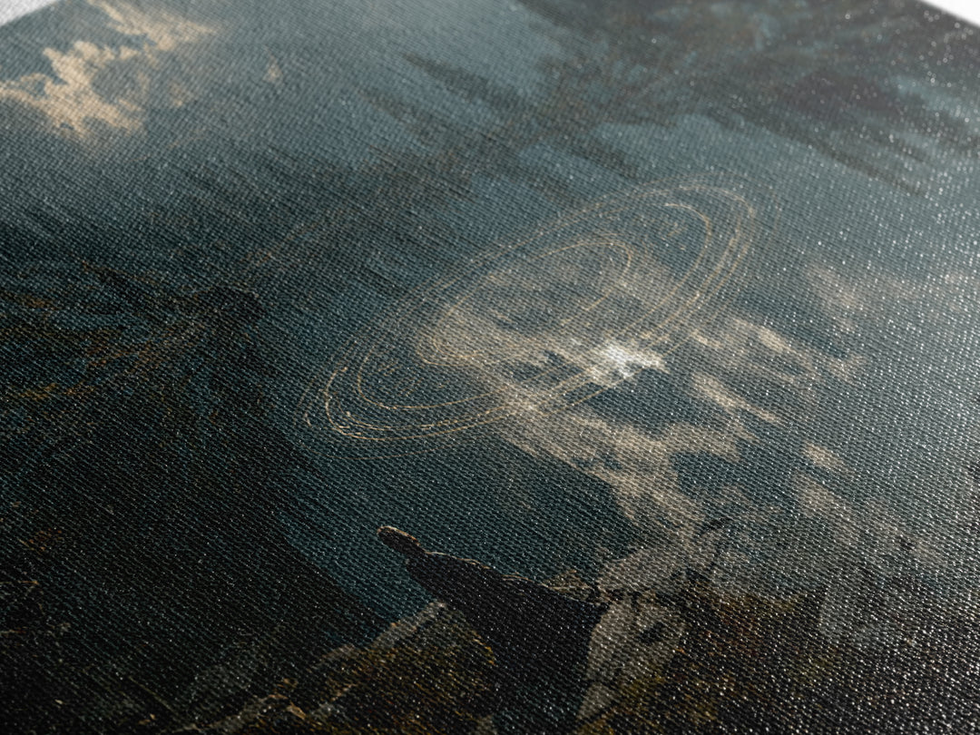 The Mirror Lake Of Lost Constellations, Grotesque Carnival Art, Wide Panoramic Art, Cosmic Horror Art, Canvas Print, Halloween Wall Art