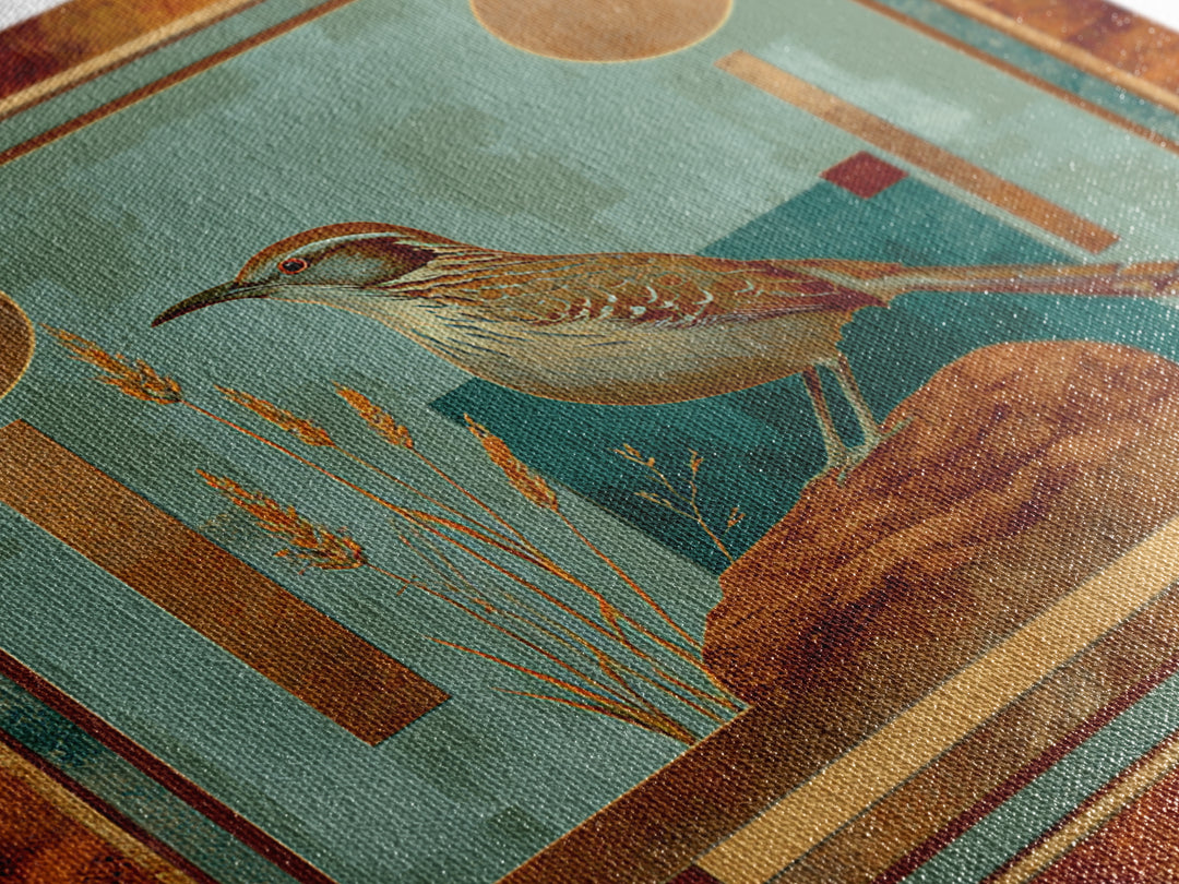 Roadrunner Bird in a Dry Wash Canvas Print, Desert Art, Living Room Art, Southwestern Decor, Watercolor Art, Desert, DES-1x1-14