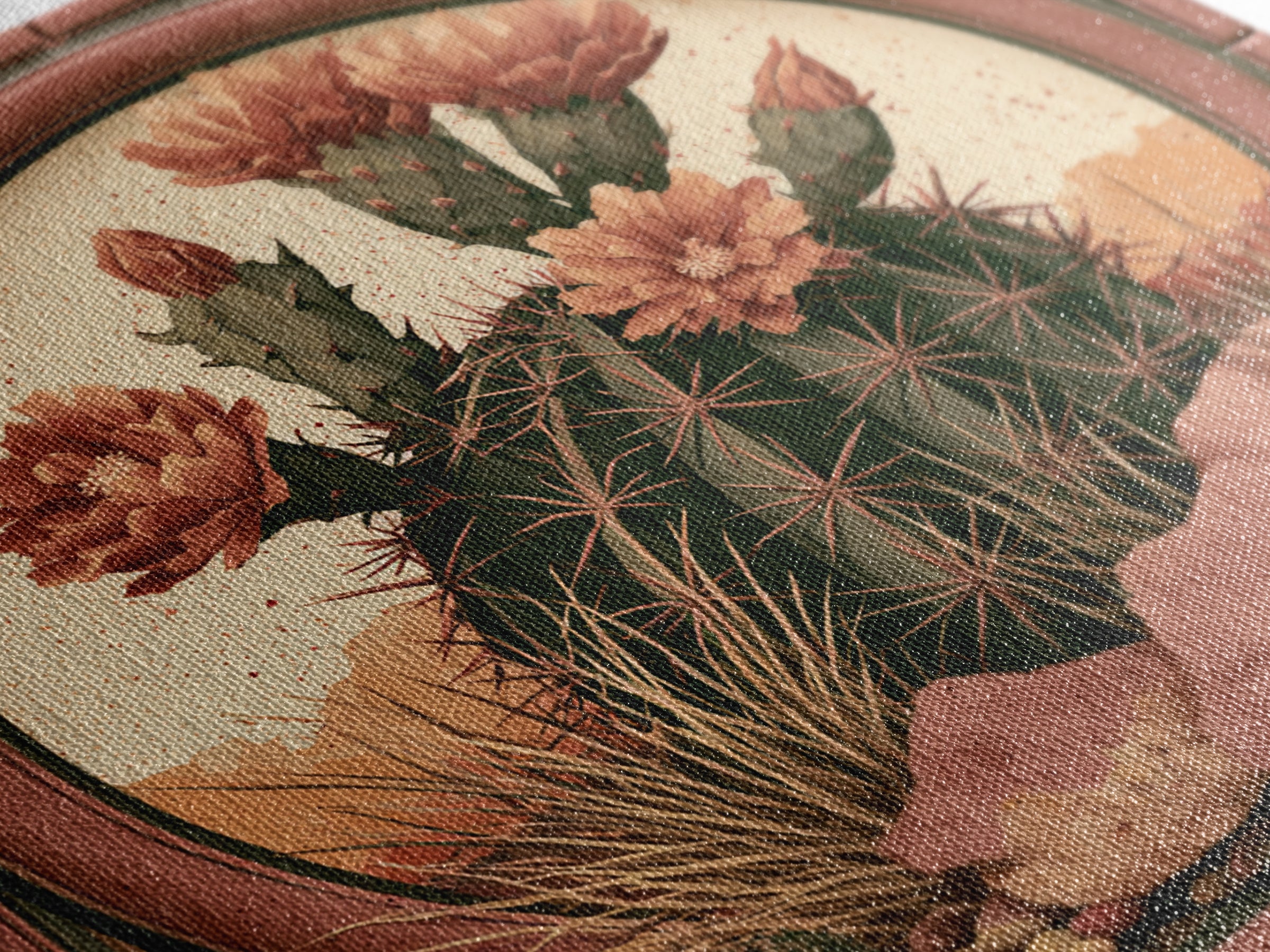 Cactus Botanical Plate Framed Canvas Print, Desert Art, Gallery Decor, Southwestern Decor, Fine Art, Desert, Home Decor, DES-1x1-32