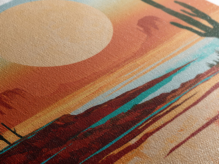 Minimal Beige Sun Framed Canvas Print, Desert Art, Gallery Decor, Southwestern Decor, Oil Painting, Desert, Home Decor, DES-1x1-46